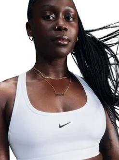 Wit - Nike Swoosh sportbeha met lichte ondersteuning