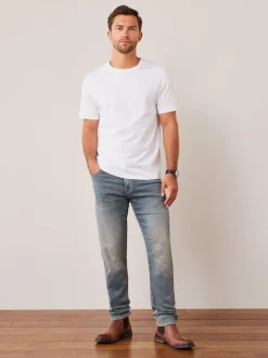 Wit - Normale Pasvorm - Essentieel katoenen T-shirt met ronde hals