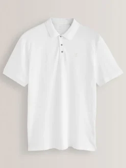 Wit - Normale Pasvorm - Piqué poloshirt met korte mouwen