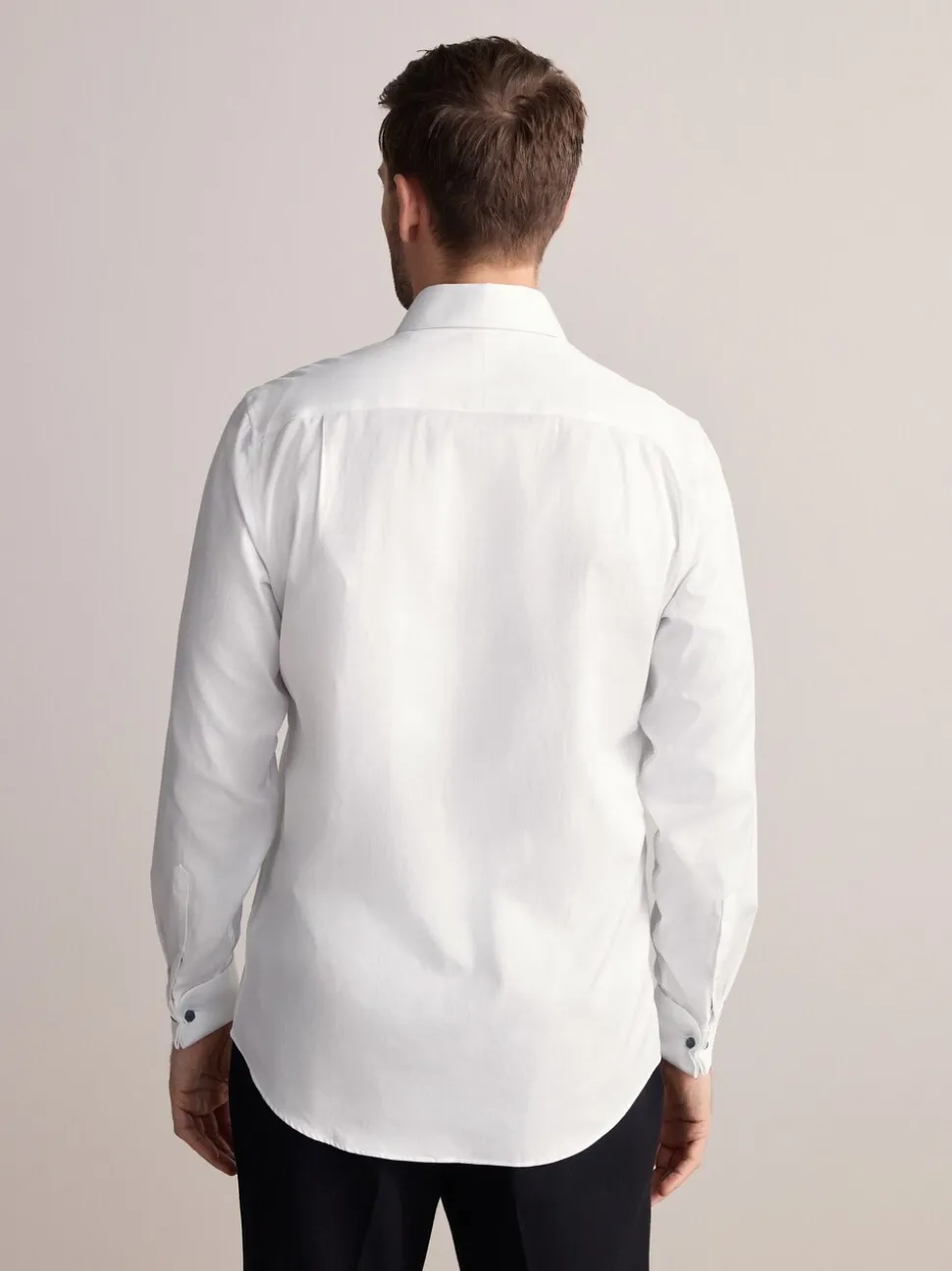 Wit - Normale Pasvorm - Signature premium 100% katoenen overhemd met textuur