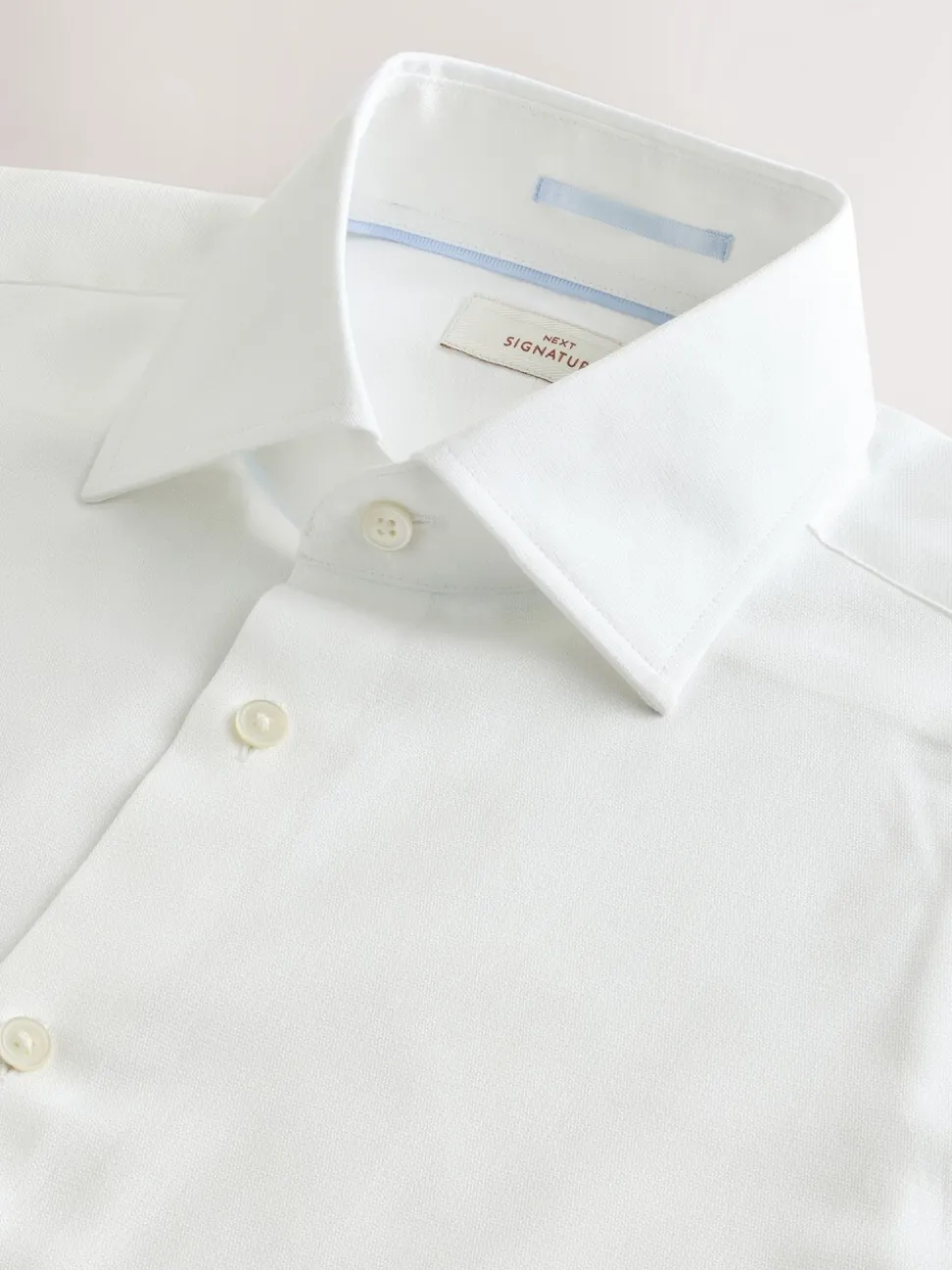 Wit - Normale Pasvorm - Signature premium 100% katoenen overhemd met textuur