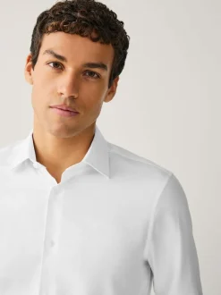 Wit - Normale Pasvorm - Signature Textured Long Sleeve Shirt
