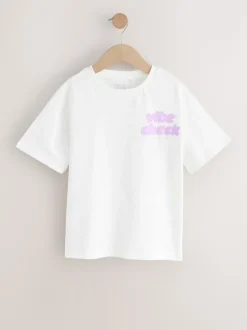 Wit - Oversized T-shirt met grafische print (3-16jr)