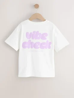 Wit - Oversized T-shirt met grafische print (3-16jr)