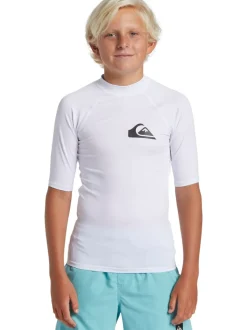 Wit - Quiksilver Youth UPF50 uv-werend hemdje met korte mouwen