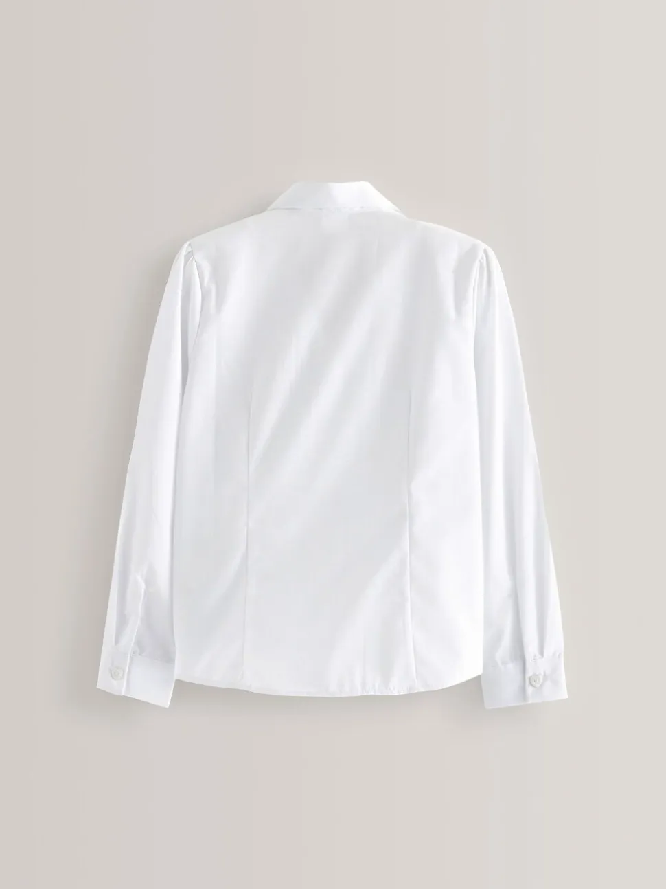 Wit - Schoolblouse met lange mouwen en kantafwerking (3-14 jr)