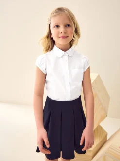 Wit - Schoolblouse met pofmouwen (3-16 jr)