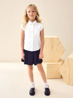 Wit - Schoolblouse met pofmouwen (3-16 jr)