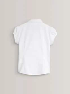 Wit - Schoolblouse met pofmouwen (3-16 jr)