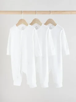 Wit - Set van 3 babypyjama's zonder voetjes met tweewegrits van 100% katoen (0mnd -2jr)