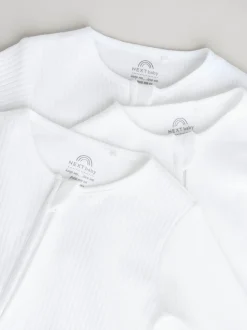 Wit - Set van 3 babypyjama's zonder voetjes met tweewegrits van 100% katoen (0mnd -2jr)