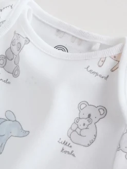Wit - Set van 5 babyrompertjes met korte mouwen