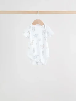 Wit - Set van 5 babyrompertjes met korte mouwen