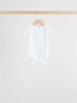 Wit - Set van 5 babyrompertjes met korte mouwen