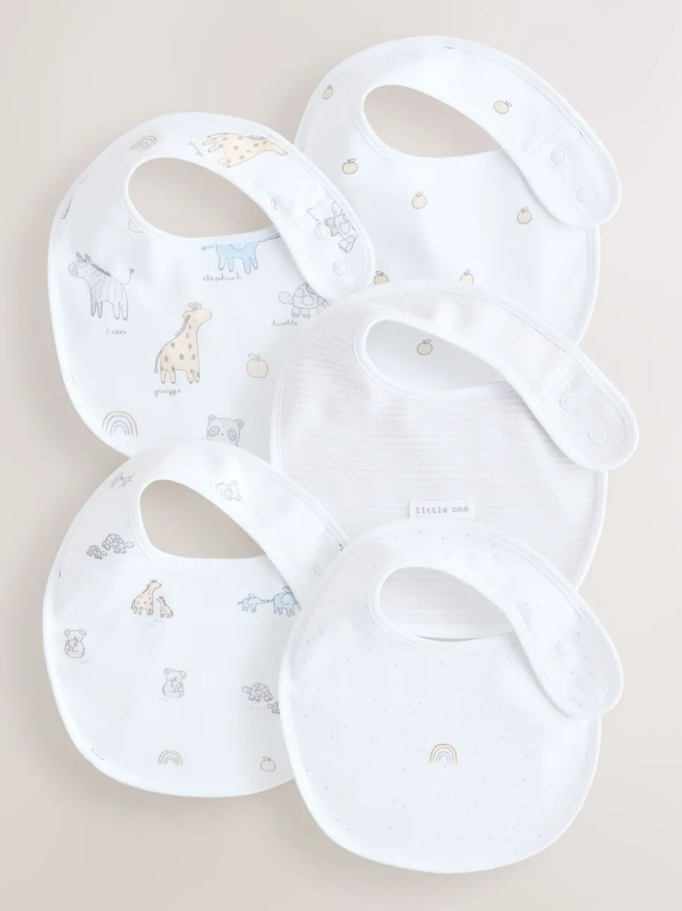 Wit - Set van 5 babyslabbetjes