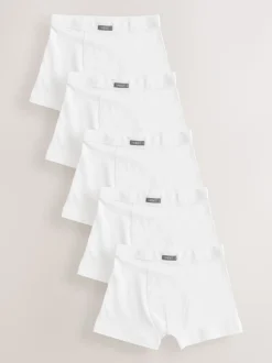 Wit - Set van 5 boxershorts met zachte tailleband (1,5-16 jr)
