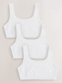 Wit - Set van 3 crop tops met diepe ronde hals (5 - 16 jr)