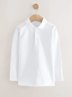 Wit - Set van 2 poloshirts met lange mouwen (3-16jaar)