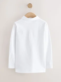 Wit - Set van 2 poloshirts met lange mouwen (3-16jaar)