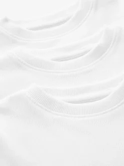 Wit - Set van 3 stuks 100% katoenen T-shirts met lange mouwen, (1.5-16jr)