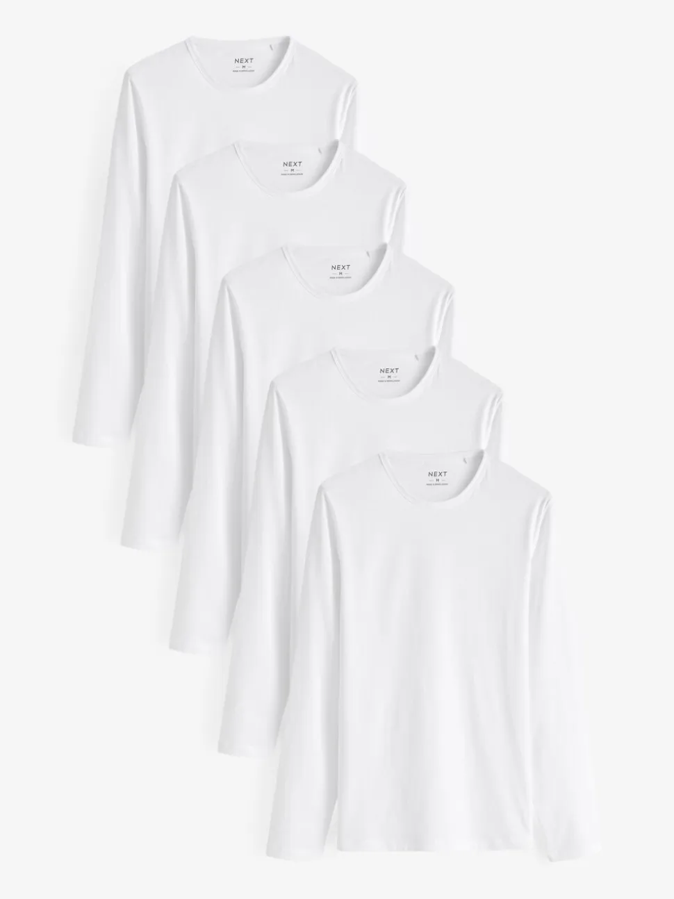 Wit - Set van 5 T-shirts met lange mouwen en laagjes