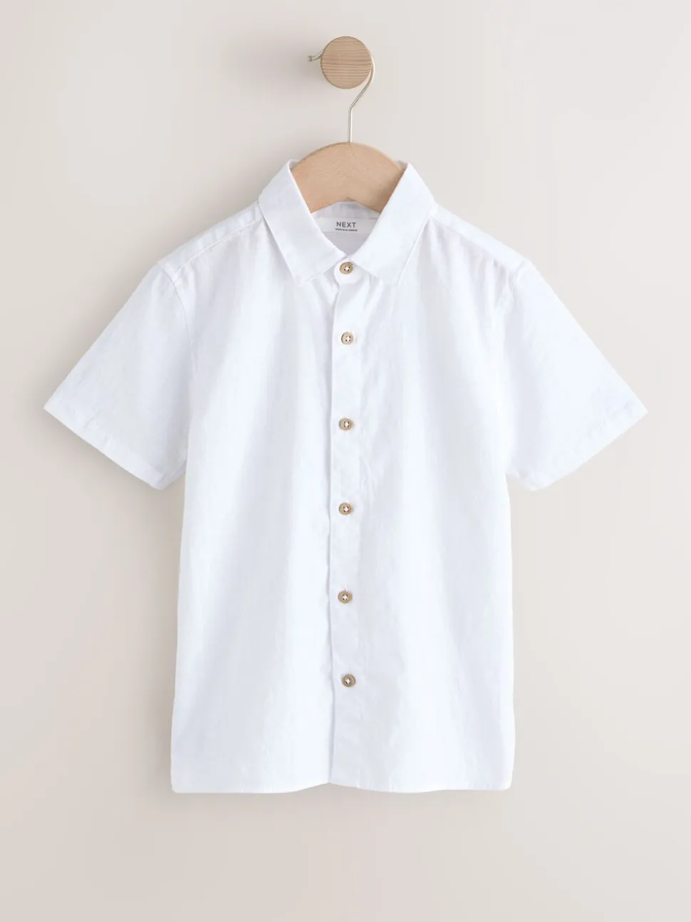 Wit - Shirt met korte mouwen van linnenmix (3-16jr)