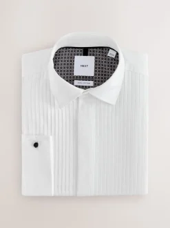 Wit - Slim Fit - Occasion Pleated Bib Double Cuff Dress Shirt