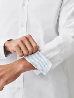 Wit - Slim Fit - Oxford-hemd met lange mouwen