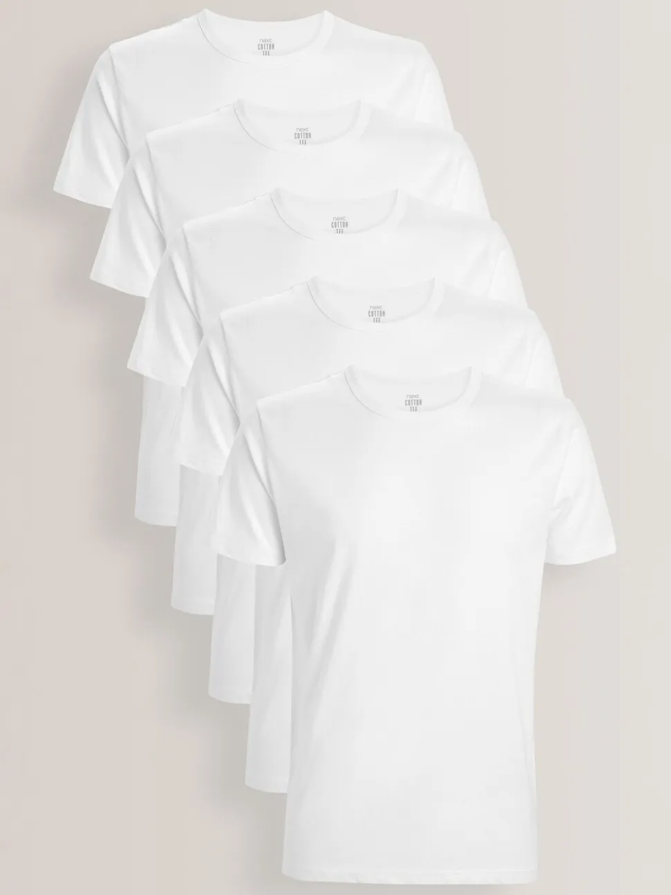 Wit - Slim Fit - Set van 5 100% katoenen T-shirts met laagjes