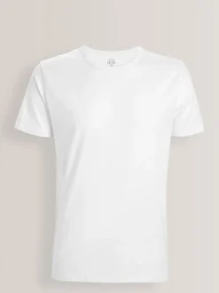 Wit - Slim Fit - Set van 5 100% katoenen T-shirts met laagjes