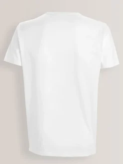Wit - Slim Fit - Set van 5 100% katoenen T-shirts met laagjes