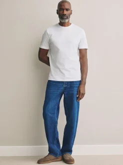 Wit - Slim Fit - Signature SUPIMA® katoenen T-shirt met ronde hals