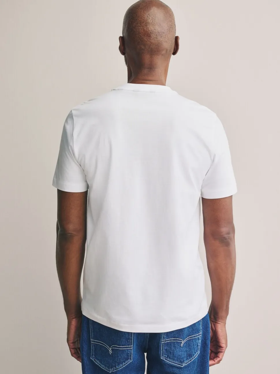 Wit - Slim Fit - Signature SUPIMA® katoenen T-shirt met ronde hals