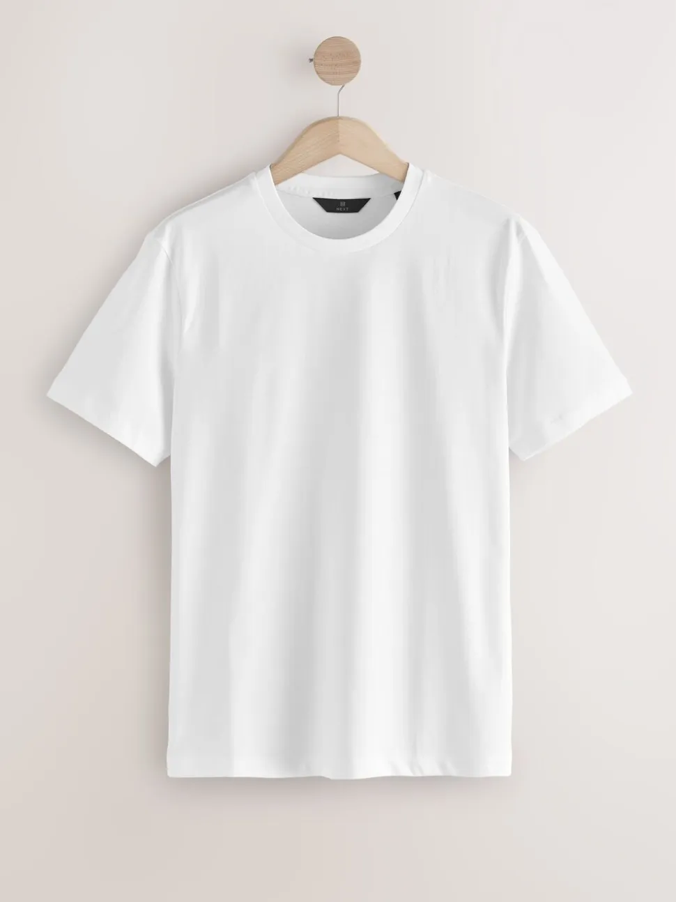 Wit - Slim Fit - Signature SUPIMA® katoenen T-shirt met ronde hals