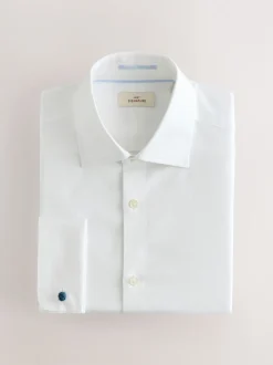 Wit - Slim Fit - Signature premium 100% katoenen overhemd met textuur