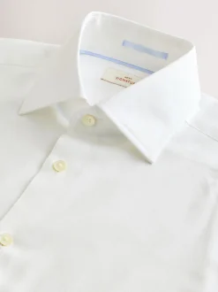 Wit - Slim Fit - Signature premium 100% katoenen overhemd met textuur