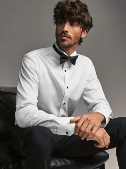 Wit - Slim Fit - Slim Fit Single Cuff Shirt With Wing Collar And Bow Tie Pack