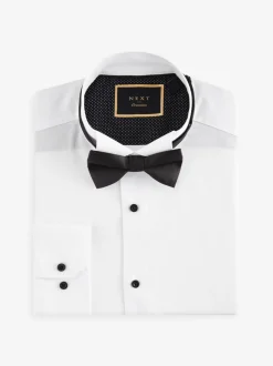 Wit - Slim Fit - Slim Fit Single Cuff Shirt With Wing Collar And Bow Tie Pack