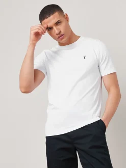 Wit - Slim Fit - T-shirt met hert