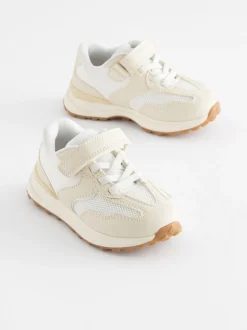 Wit - Sneakers met elastische veters en klittenbandsluiting