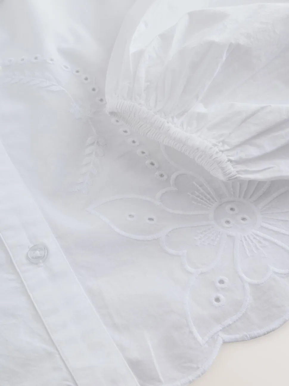 Wit - Statement Collar Broderie Long Sleeve Blouse
