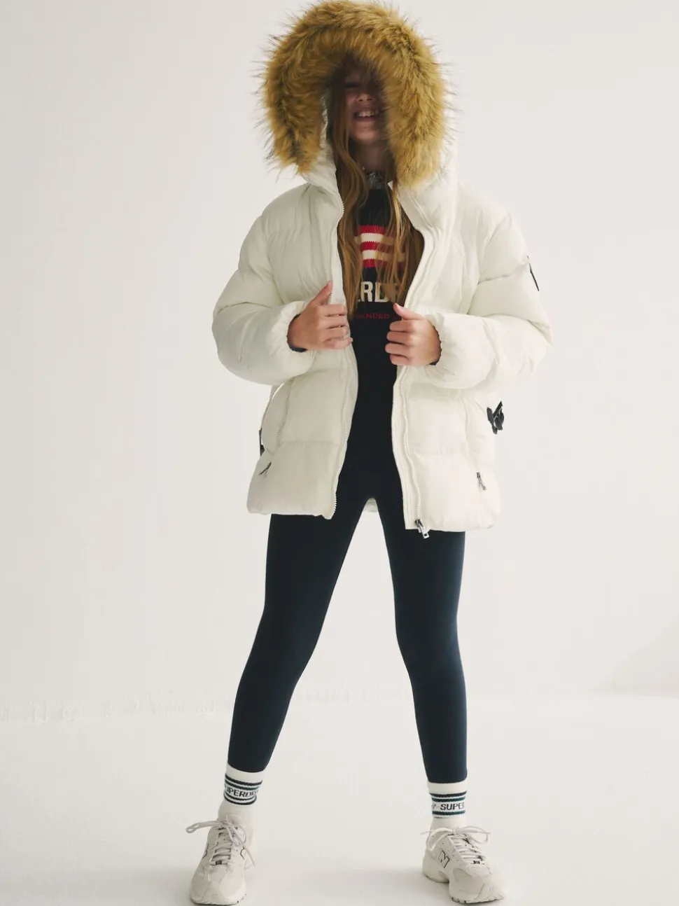 Wit - Superdry Belted Puffer Coat