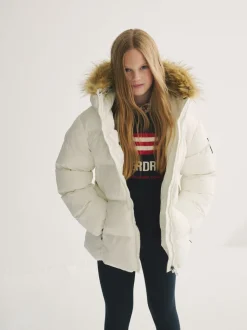 Wit - Superdry Belted Puffer Coat