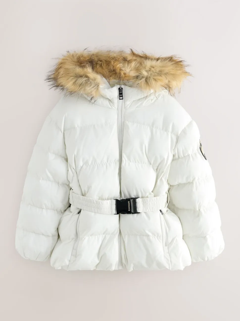 Wit - Superdry Belted Puffer Coat