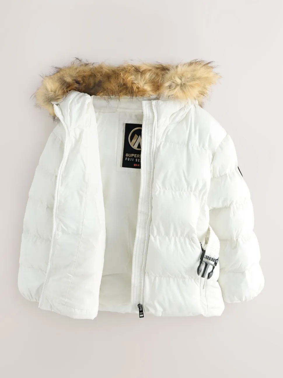Wit - Superdry Belted Puffer Coat