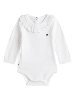 Wit - Tommy Hilfiger Essential Broderie Anglaise Collar Bodysuit