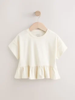 Wit - T-shirt met peplum en korte mouwen (3mnd -7jr)