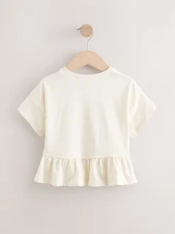 Wit - T-shirt met peplum en korte mouwen (3mnd -7jr)