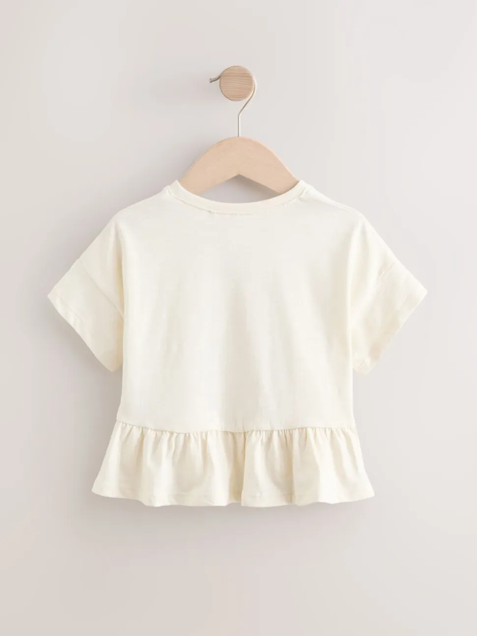 Wit - T-shirt met peplum en korte mouwen (3mnd -7jr)