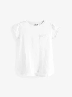 Wit - T-shirt met zakje en madeliefjesprint (1,5-16 jr)